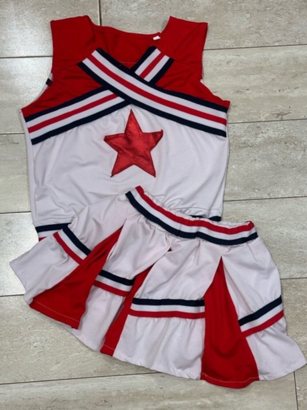 Girls White and Red Cheer Costume